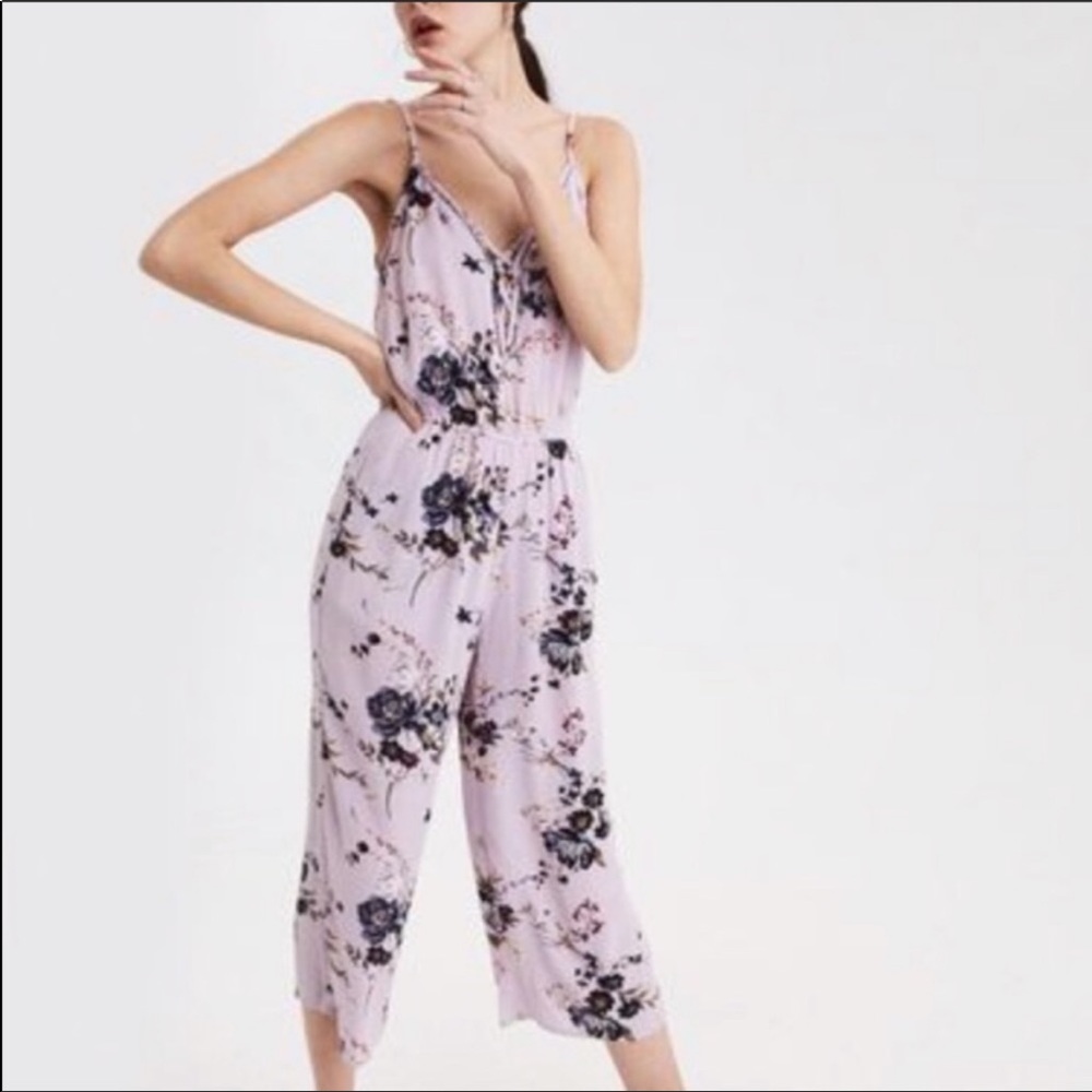 AE purple floral jumpsuit